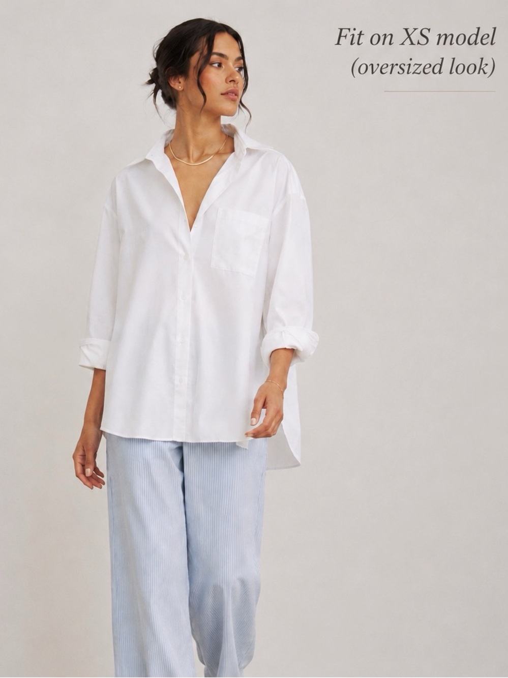 Reformation Andy Oversized Organic Cotton Button Front Shirt White XS